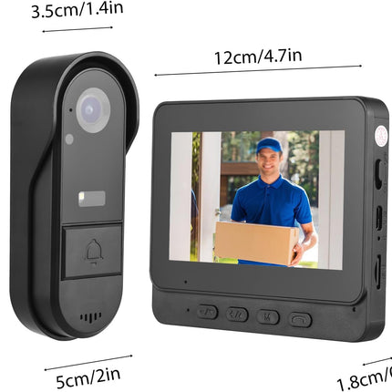 Wireless Video Doorbell with Intercom & HD Night Vision | 4.3 IPS Display for Enhanced Security