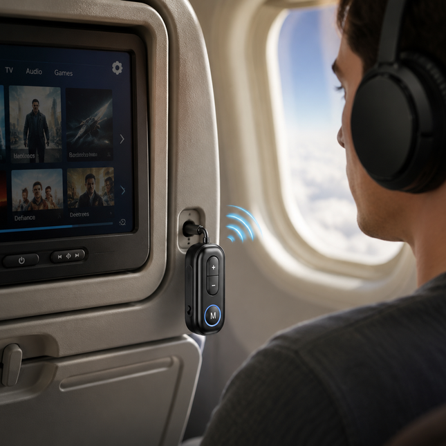 Bluetooth Transmitter for TV and Airplane, Bluetooth 5.4 Receiver and Aux Bluetooth Adapter for Car with Mic