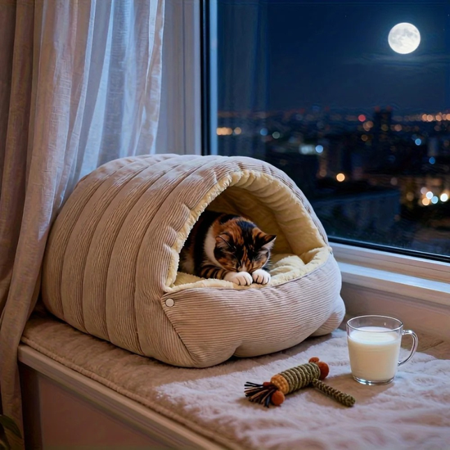 Cat Beds, Warm Enclosed Cat Cave Bed with Washable Fleece Cushion