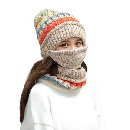 Knitted Hat Scarf Set with Velvet Lining, Warm Beanie Scarf Set – image 5