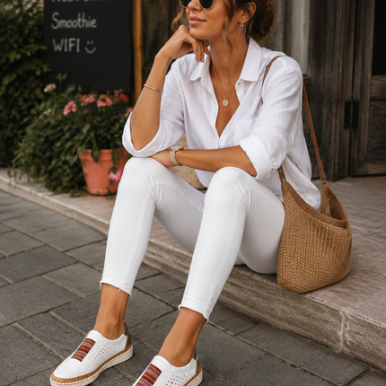 Women's breathable flat bottom sneakers, wide toe box comfort shoes with arch support insole, US 4 to 10
