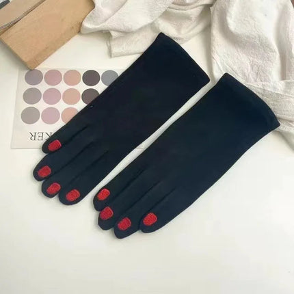 Mittens for Women with Touchscreen Fingertip, Embroidered Nail Polish Design – image 13