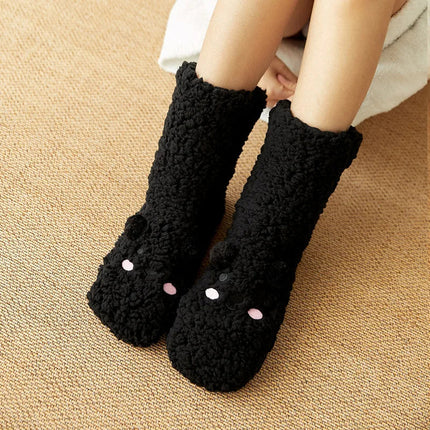 Grip Socks, Fuzzy Socks with Kawaii Bear Face and Non Slip Soles – image 6