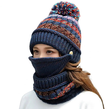 Knitted Hat Scarf Set with Velvet Lining, Warm Beanie Scarf Set – image 7