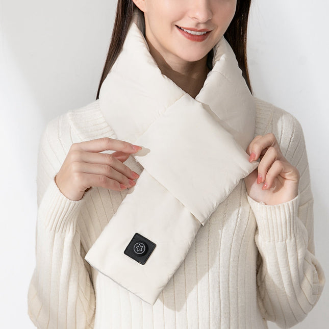Heated Scarf with 3 Heat Settings, Electric Heating Scarf Neck Warmer with USB Port, Washable Cotton Neck Warmer Scarf