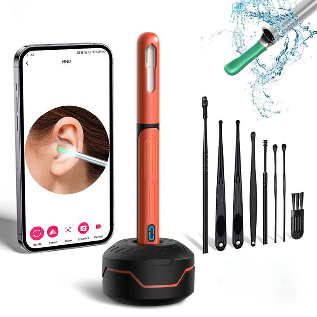 Ear Cleaner with Camera, WiFi Otoscope 1296P HD with LED Light, Ear Camera with Spring Ear Pick and Spiral Cleaner
