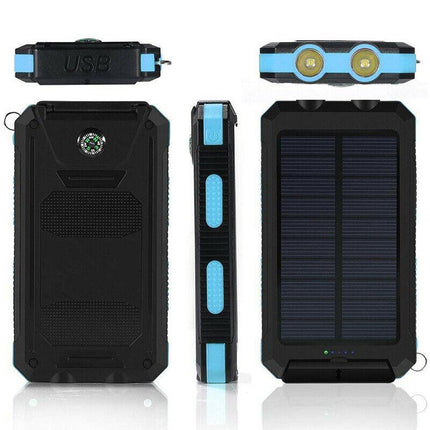 Portable Charger Solar Power Bank, Waterproof Battery Pack with Dual USB, Solar Portable Battery Charger with Flashlight