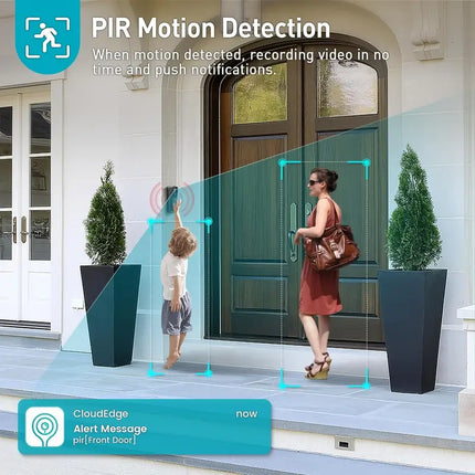 Wireless WiFi video doorbell camera, 1080p HD with 166 degree lens, two way talk, PIR motion alerts and chime