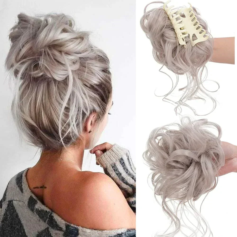 Tuzwa Curly Hair Bun Extension – Clip-In Synthetic Messy Bun Hairpiece, Natural-Look Volume, Multiple Colors