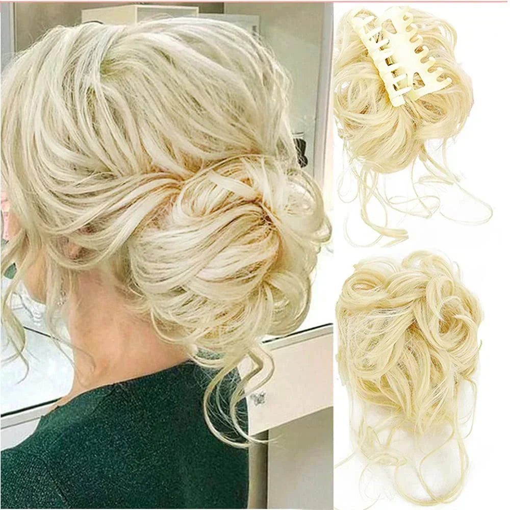 Tuzwa Curly Hair Bun Extension – Clip-In Synthetic Messy Bun Hairpiece, Natural-Look Volume, Multiple Colors