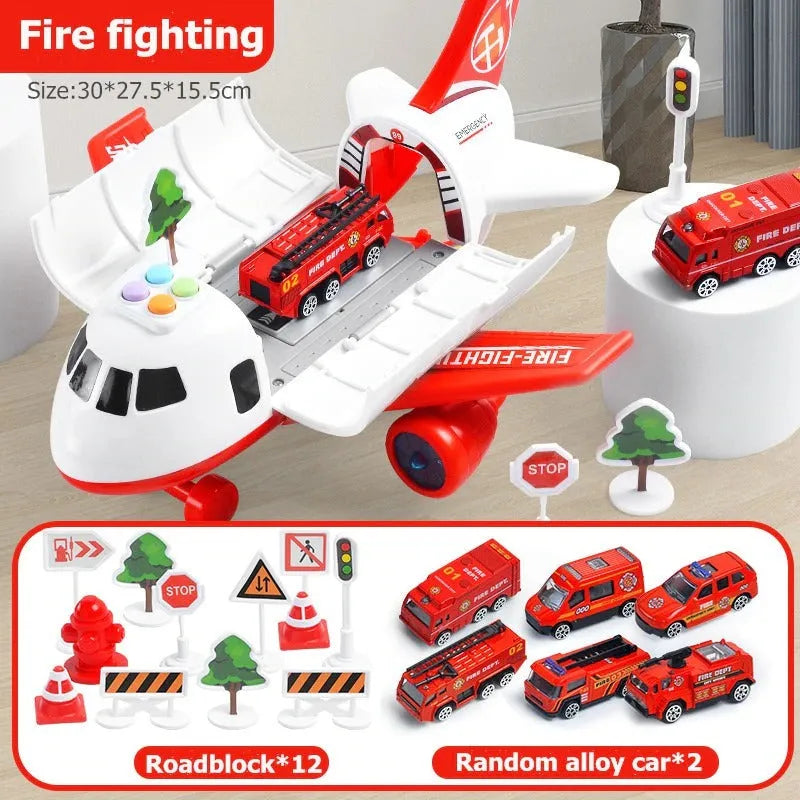 Tuzwa Airplane Toy Set for Kids – 20-Piece Friction-Powered Airport Playset with Vehicles & Sound, Ages 3–12