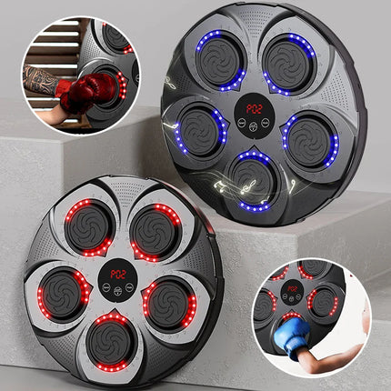 Wall Mounted Music Boxing Machine, Bluetooth Reaction Light Punching Trainer with Adjustable Speed and Modes, No Drill Home Setup