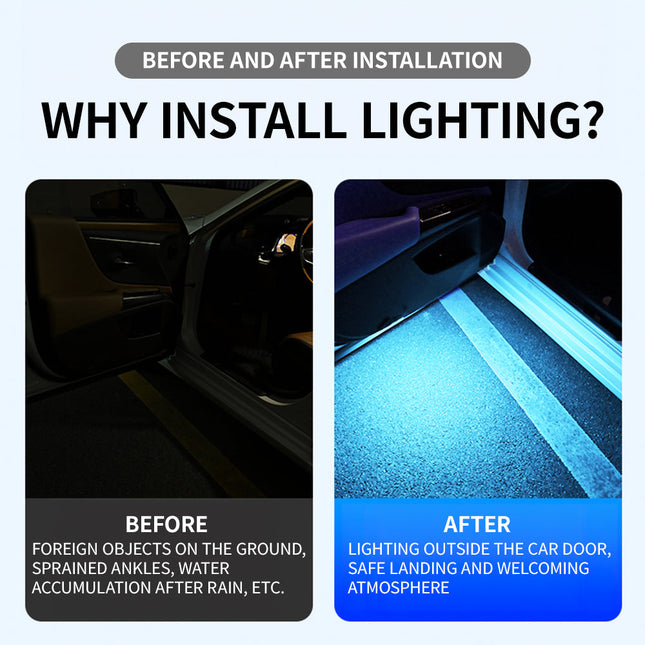 Car Door Lights Projector, Magnetic Door Lights with 8 Ultra Bright LEDs That Illuminate the Ground
