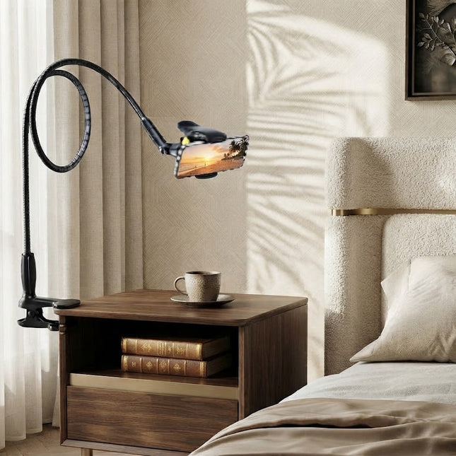 Phone Holder for Bed, Gooseneck Phone Stand for Desk, Flexible Overhead Phone Mount for Filming and Hands Free Use