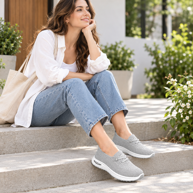 Walking Shoes for Women, Wide Toe Box Shoes with Arch Support, Lightweight Breathable Comfort Shoes for Everyday Wear