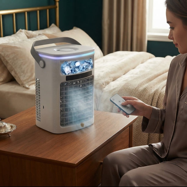 Portable Air Cooler Fan with Water Tank, Cool Mist Fan and Mini Humidifier for Bedroom, Quiet Desk Fan with Filter