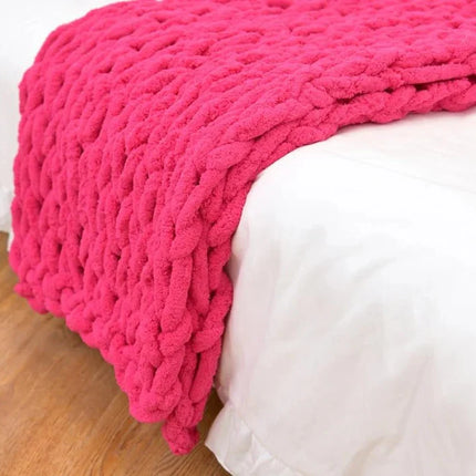 Chenille Chunky Knitted Blanket in Gray – image 5