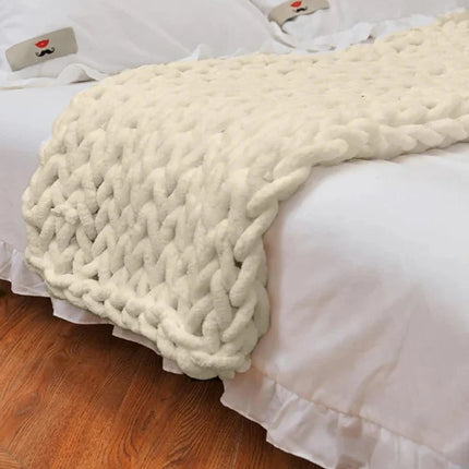Chunky Knit Throw Blanket for Couch and Bed