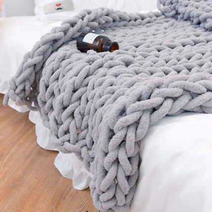 Thick Cable Knit Throw folded, color options – image 6