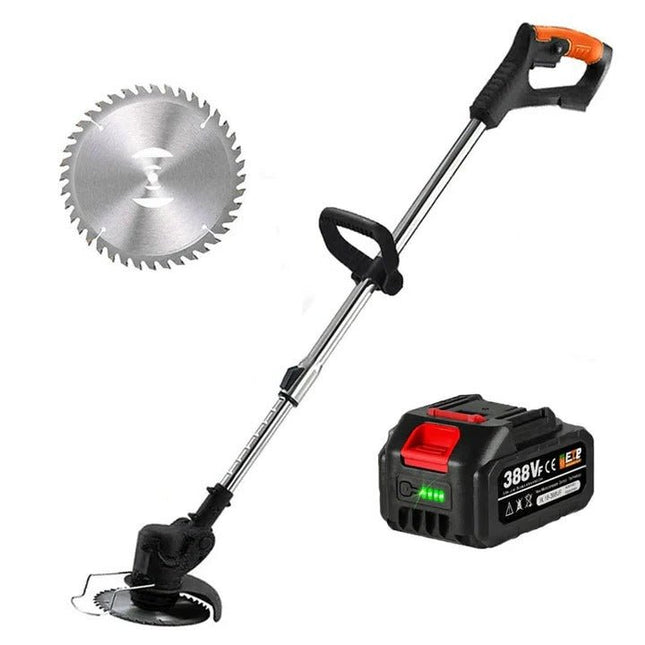 Edger for Flower Beds, Ergonomic Cordless Grass Trimmer with Metal and Plastic Blades