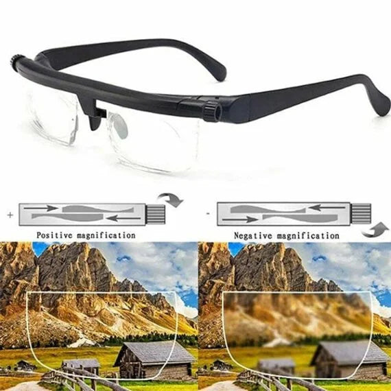 Tuzwa Adjustable Focus Glasses – Variable Focus Eyewear for Near & Far Viewing with Customizable Lens Adjustment