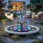 Pond Fountain with 60 LED Lights, Color Changing Solar Fountain Pump, Garden Fountain with 8 Water Spray Patterns