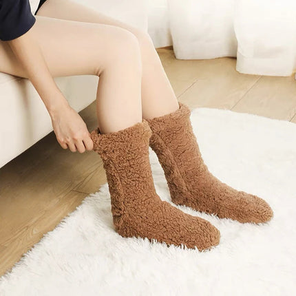Winter Plush Indoor Warm Socks for Women and Men, Thick Fuzzy Acrylic Thermal Sleep Socks for Home