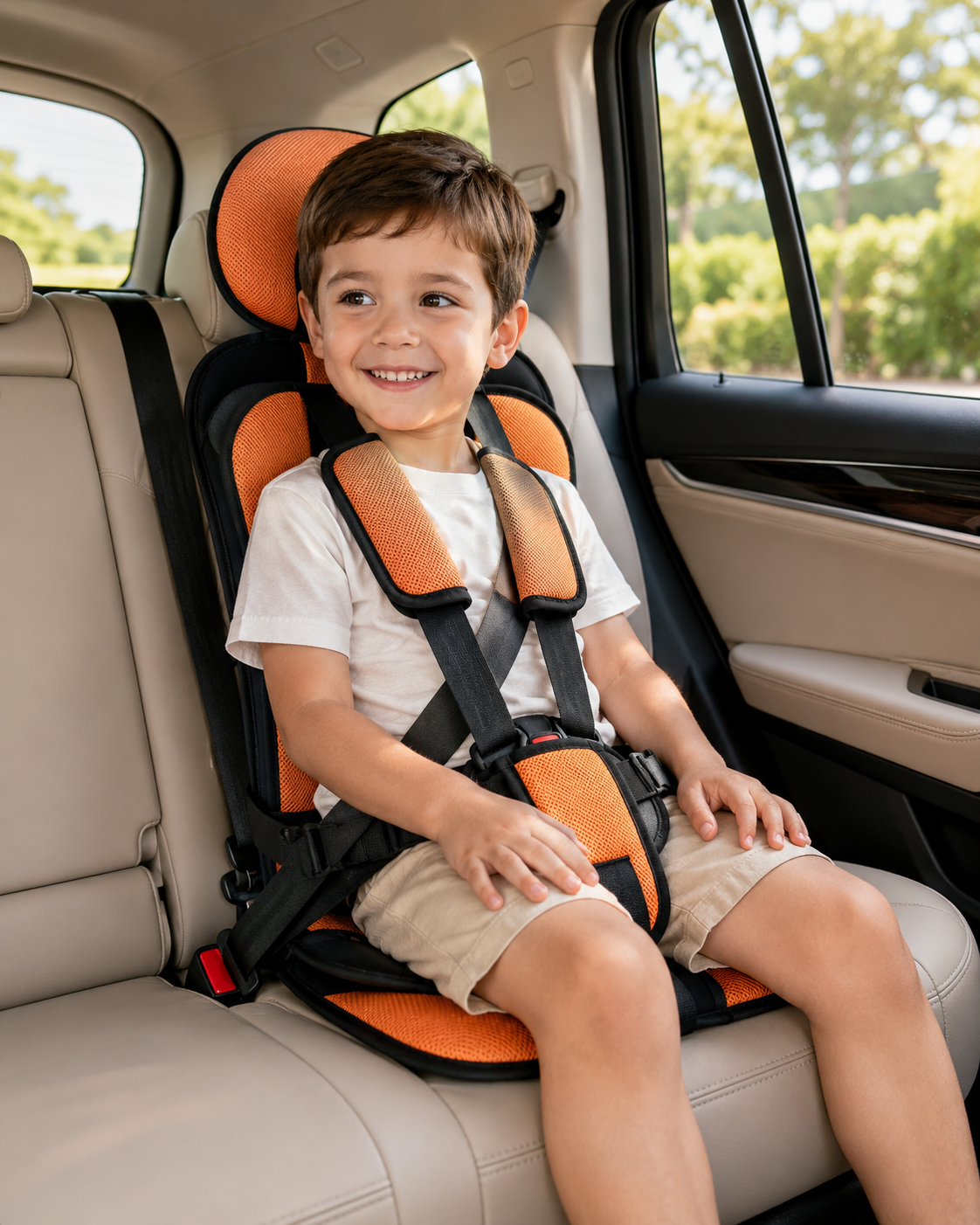 Tuzwa Kids Car Seat Booster Cushion – Lightweight Adjustable Height Travel Seat Pad with Soft Breathable Comfort for Children