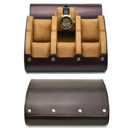 Watch Travel Case for 3 or 6 Watches, PU Leather Watch Roll Storage Box with Soft Suede Interior and Sliding Cushions