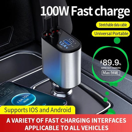 Type C Car Charger 100W, voltage monitoring display