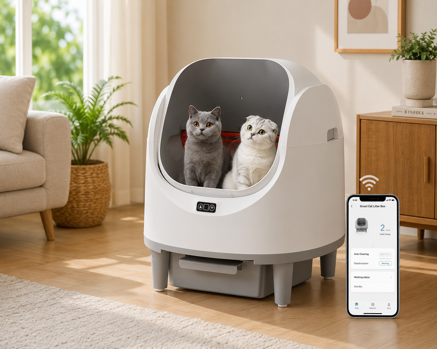 Tuzwa Smart Automatic Self-Cleaning Cat Litter Box | App-Controlled Enclosed Litter Box with Safety Sensors & Advanced Odor Control | Large Capacity for Multi-Cat Homes