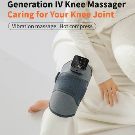 Cordless Knee Massager with Heat and Vibration, Knee Heating Pad for Pain Relief
