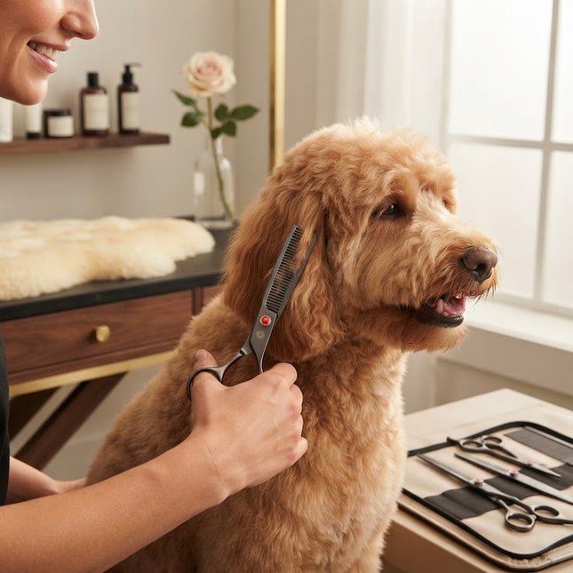 Dog Grooming Scissors, Stainless Steel Dog Grooming Shears with Thinning Scissors, Dog Grooming Supplies for Pets