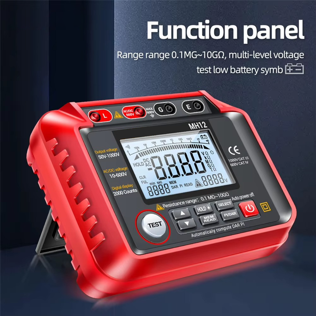 Digital Megohmmeter, Electrical Tester with Backlit Display