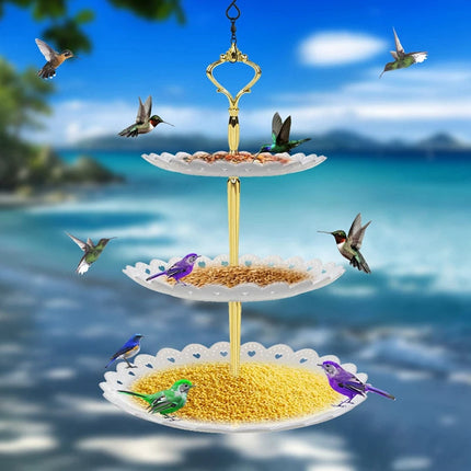 Hummingbird Feeder with Bird Bath, Hanging Bird Feeder 3 Tier, Bird Bath and Feeder for Outdoor Garden Decor