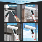 Tuzwa Telescopic Window Cleaner – 51" Extendable Window Squeegee with 10" Microfiber Dual Head, Spray Tank & Washable Pad