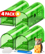 Tuzwa Humane Mouse Trap 4 Pack – Reusable Live Catch & Release Mouse Traps with No-Touch Release, Transparent Housing & Sensitive Trigger