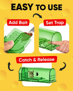 Tuzwa Humane Mouse Trap 4 Pack – Reusable Live Catch & Release Mouse Traps with No-Touch Release, Transparent Housing & Sensitive Trigger