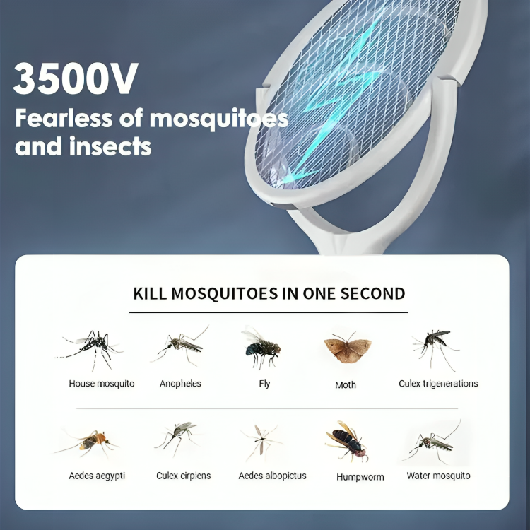 Tuzwa Electric Fly Swatter – Rechargeable 5-Mode Bug Zapper Racket with Adjustable Head, Safety Mesh & Foldable Design