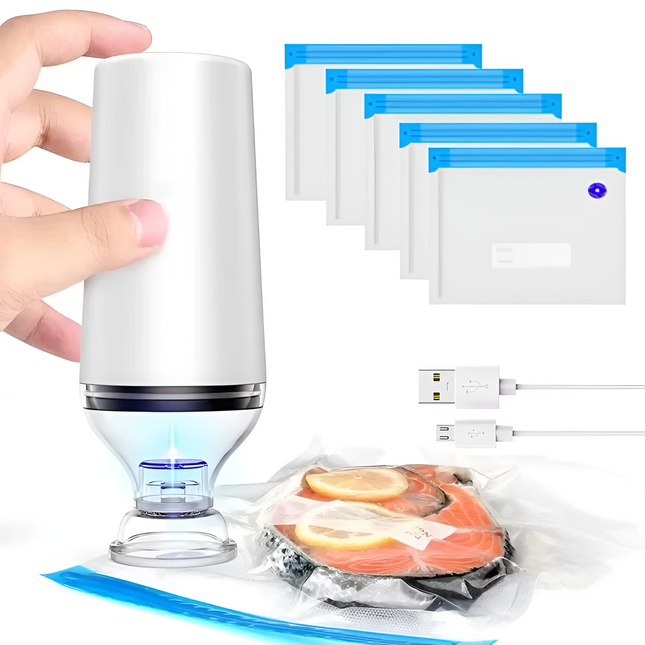 Vacuum Sealer, Portable Food Vacuum Sealer, Rechargeable Vacuum Sealer for Meat and Vegetables