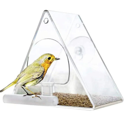 Bird Feeders, Acrylic Hanging Bird Feeder with Suction Cups for Outdoor Garden
