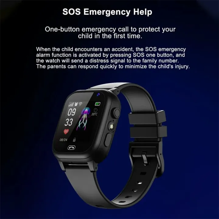 Tuzwa GPS Smartwatch for Kids – Real-Time Tracking, SOS Button, Two-Way Calling, 1.3" Touchscreen, Camera & IP67 Protection