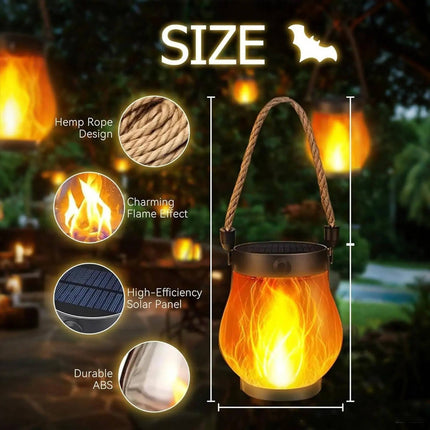 Solar Lanterns Outdoor, Hanging Lantern with Flickering Flame Light – image 8