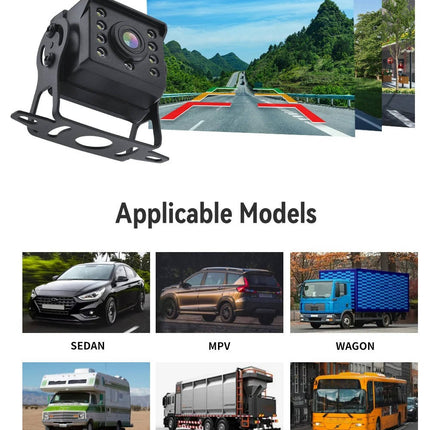 Wireless reverse camera for car, truck and caravan, 4.3 inch backup monitor with 170 degree lens and IP68
