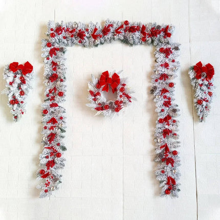 Christmas Wreath for Front Door, Flocked Door Wreath with Pinecones and Red Berries – image 5