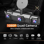 Tuzwa 4 Channel Dash Cam with WiFi & Night Vision – 1080P Front, 720P Side/Rear, 3" IPS Display, Parking Monitor, G-Sensor & Loop Recording