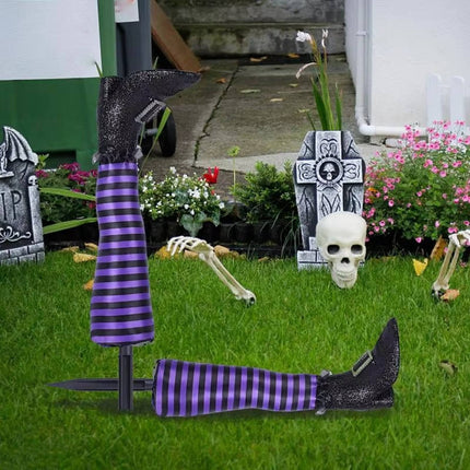 Witch Legs Halloween Yard Stakes with Stockings, Outdoor Halloween Decorations