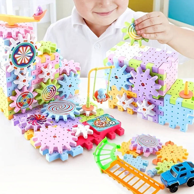 Building Blocks Kit for Kids 263 Pieces, Gear Building Toys with Motor