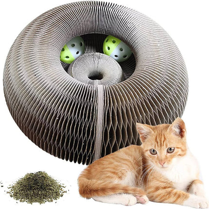 Cardboard Cat Scratcher with Ball Track, Interactive Cat Scratcher Toy with Catnip – image 6