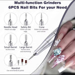 Tuzwa Electric Nail Drill Machine – 45,000 RPM Rechargeable E-File with LCD Display, 6 Metal Bits, Variable Speed & USB-C Charging